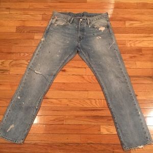RALPH LAUREN LIGHT BLUE DENIM JEANS W/PAINT DESIGN